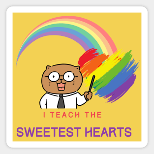 i teach the sweetest hearts - Cute Cat Teacher Magnet